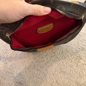 Brown and Red Leather Belt bag